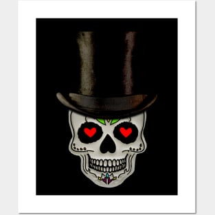 Love Skull Top Hat Posters and Art